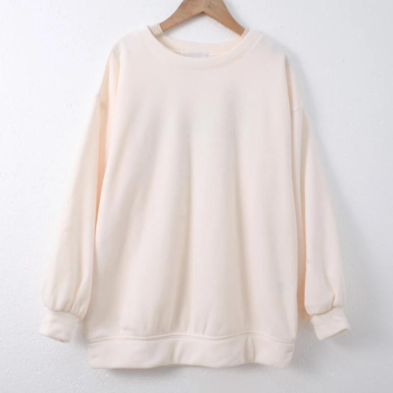 现货！秋季新款女士圆领字母加绒长袖卫衣宽松保暖AA895简约休闲