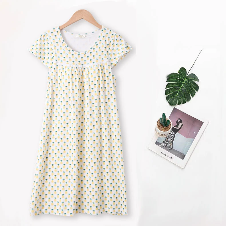 含胸垫睡裙！防凸点女士居家花裙子好睡眠HH161-B柔软透气