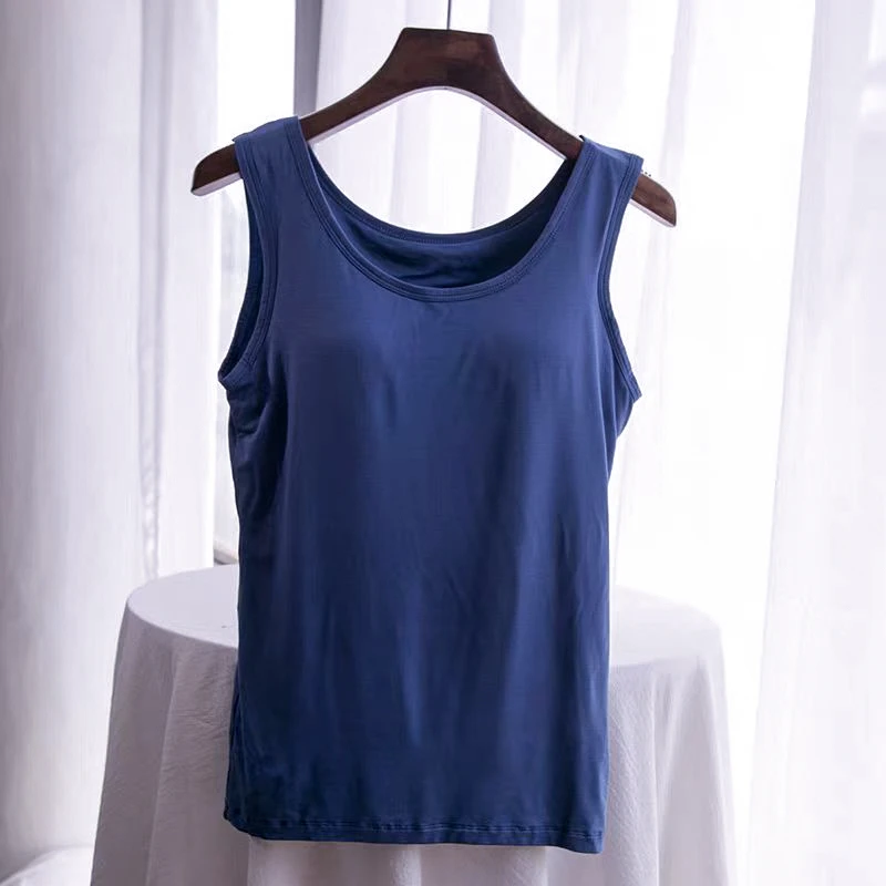 现货！含胸垫吊带背心女内搭免穿文胸一体式舒适上衣HH253宽松