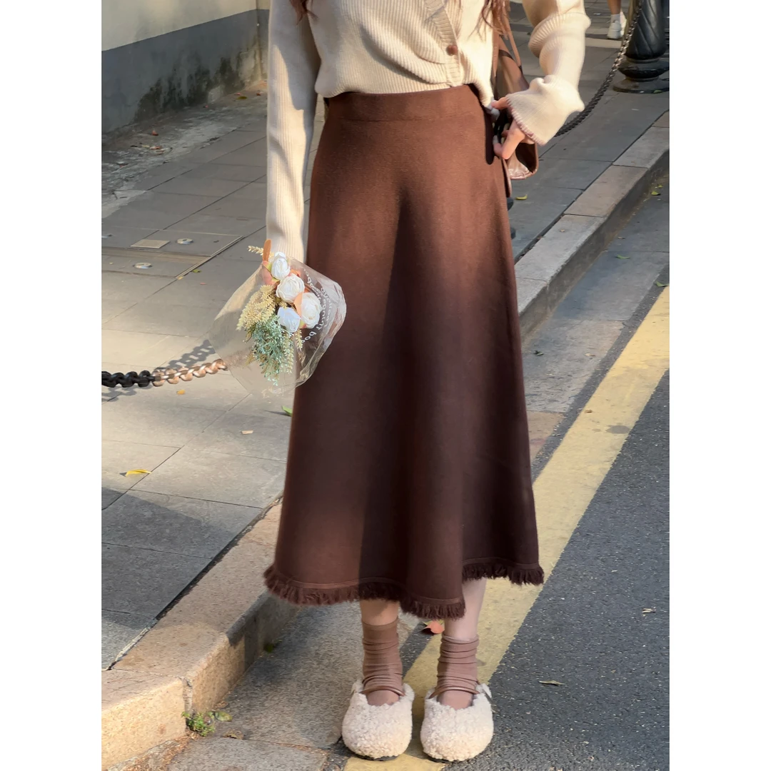 温敏er【奥利奥厚乳】港风高腰百搭复古半身裙MX9019250-1