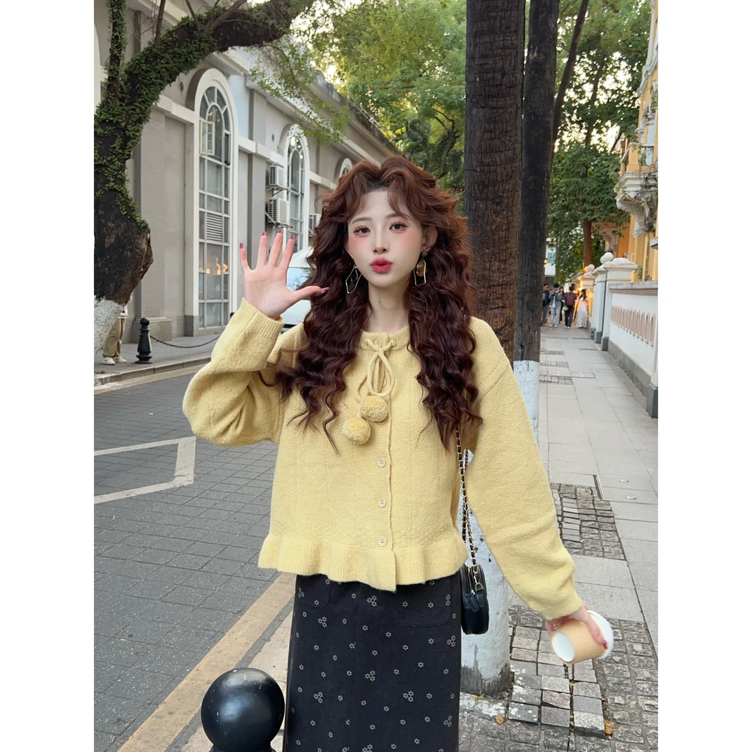 温敏er【也门亚丁】港风毛球马海毛针织长袖毛衣上衣MX9019349-1