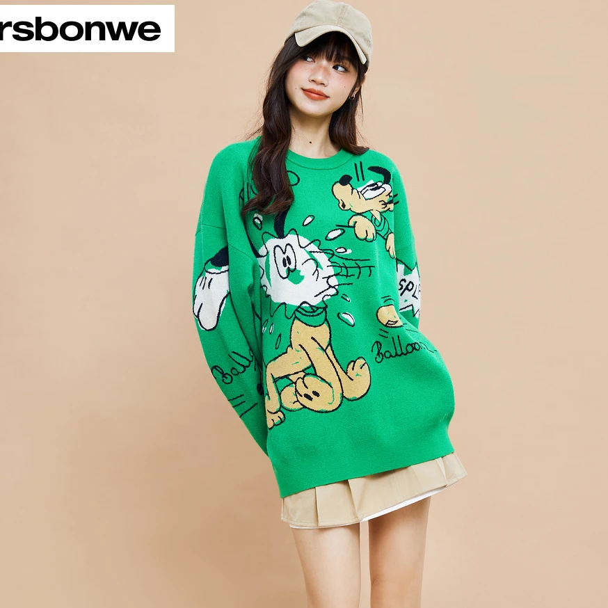 美特斯邦威毛衣迪士尼中性风休闲宽松春秋男女同款圆领毛衣717199