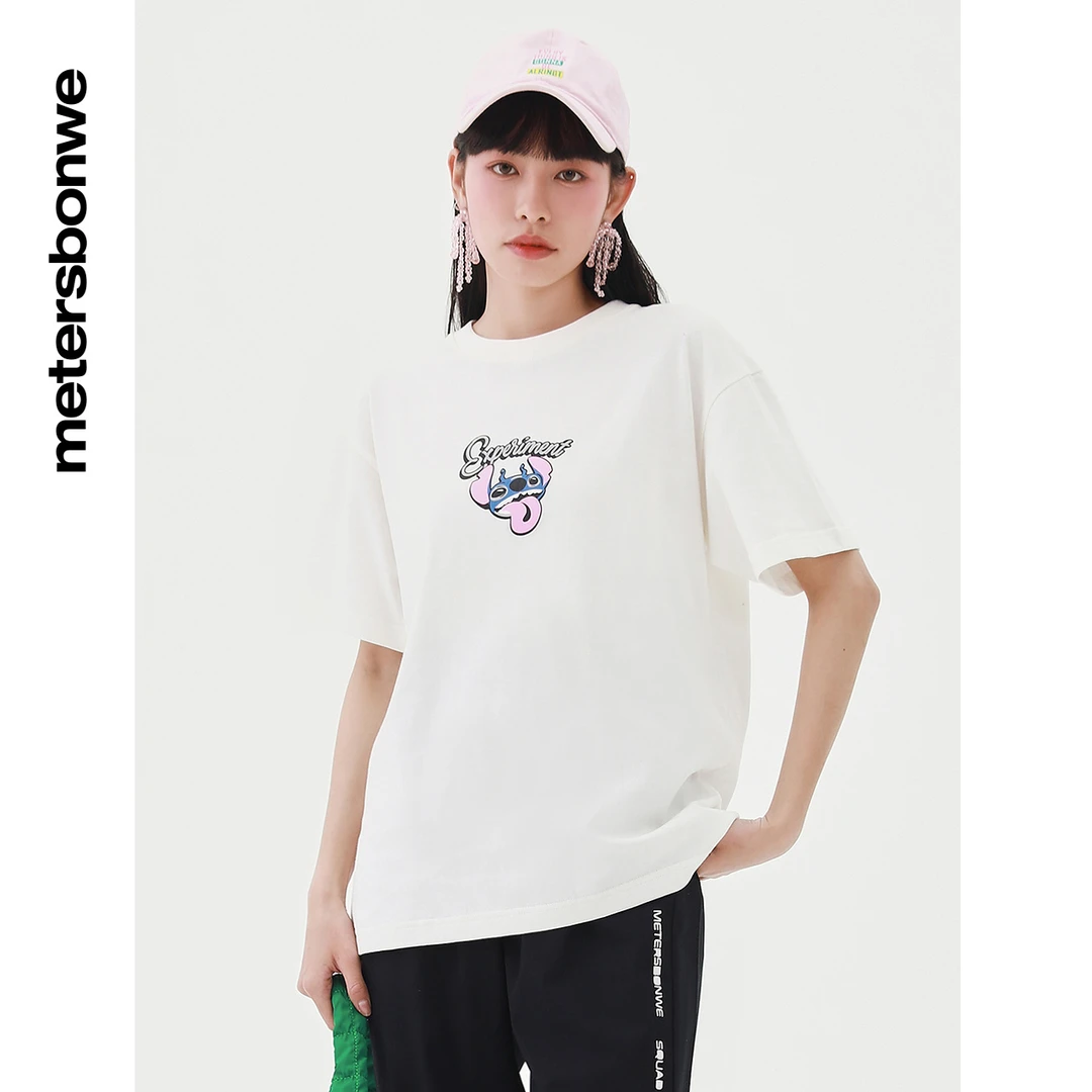 美特斯邦威短袖T恤女夏季新款甜美潮流印花纯棉宽松上衣708578