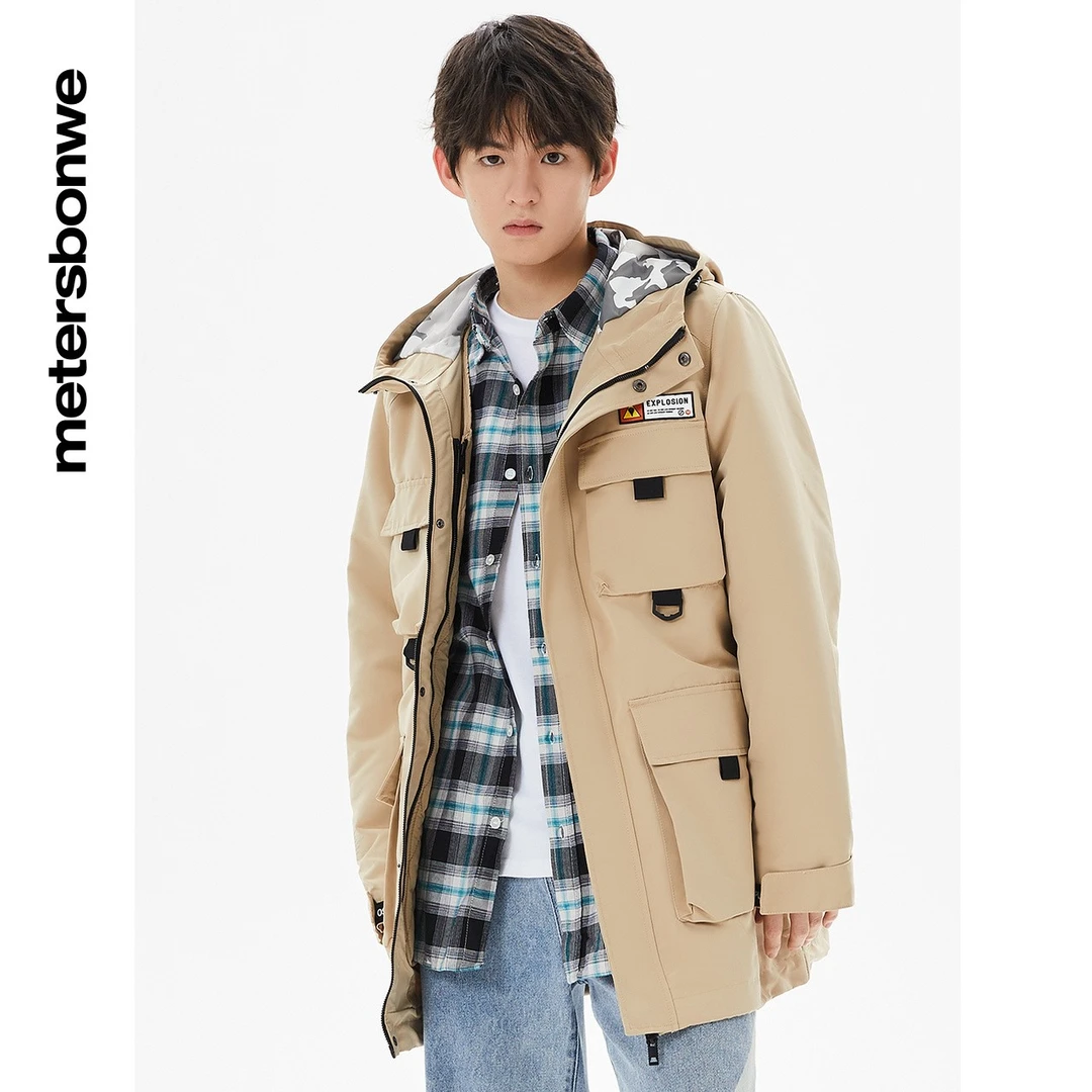 美特斯邦威工装棉服男款连帽宽松雅丹风户外潮流棉衣外套731182