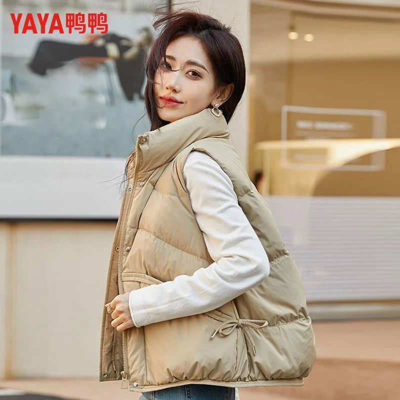 YAYA/鸭鸭羽绒服马甲女外穿2024年新款立领时尚秋冬季马夹坎肩HYP