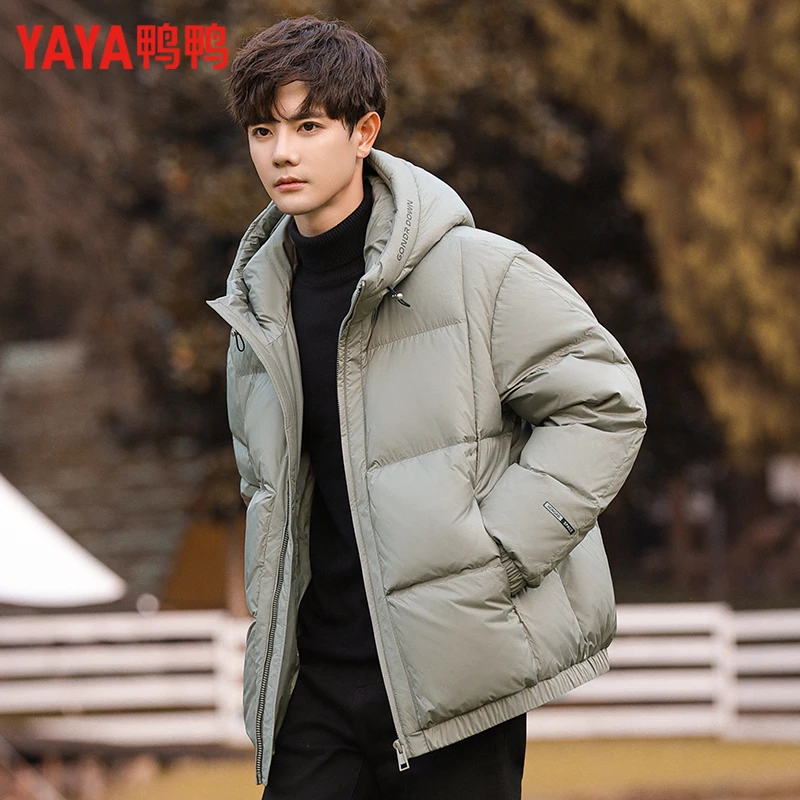 鸭鸭羽绒服男短款2024年新款青少年学生加厚面包品牌冬季外套YL