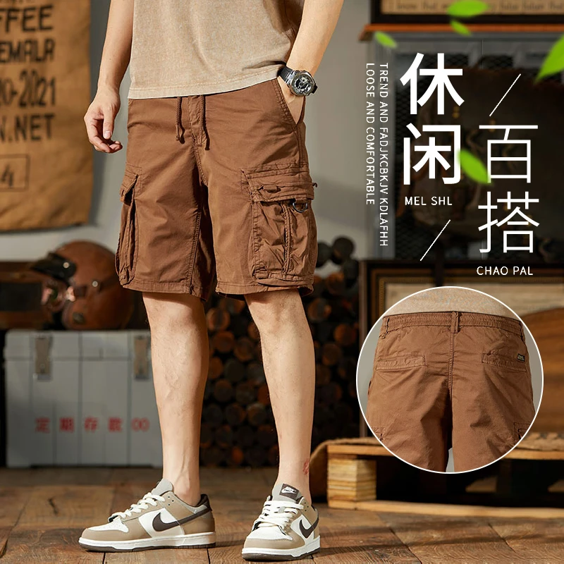 美式工装短裤男士五分夏季薄款直筒宽松休闲2025新款5分中裤子潮