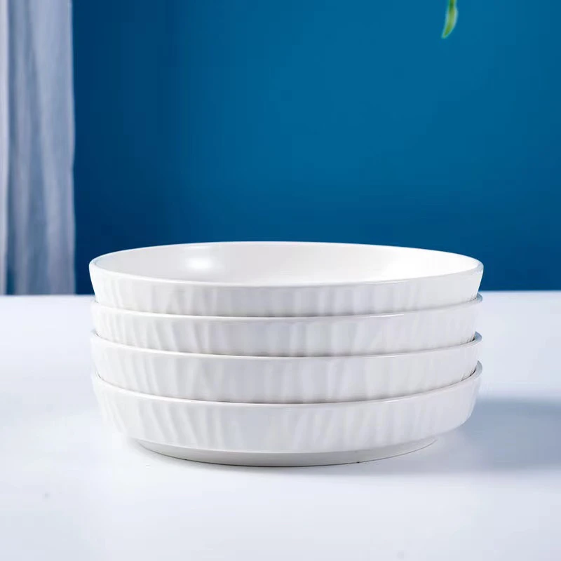 6只装8英寸陶瓷纯白琉璃盘家用菜盘