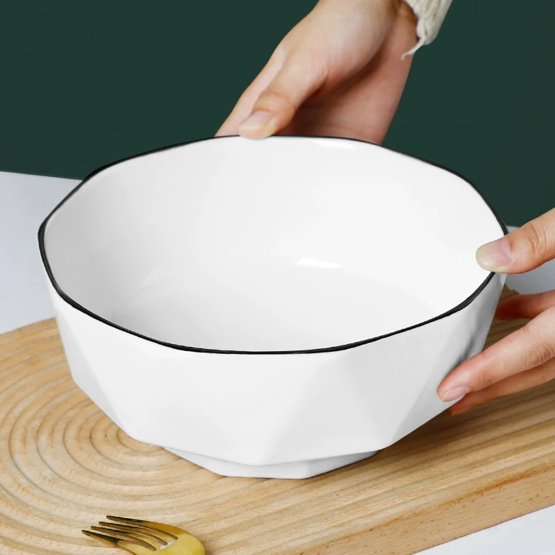 钻石陶瓷创意加厚大汤碗家用餐具大号瓷碗大碗吃饭简约