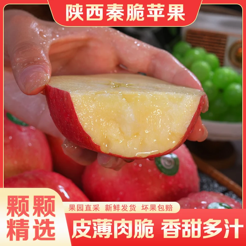 陕西秦脆苹果新鲜水果农家自种皮薄多汁脆甜果园现摘精选3斤起