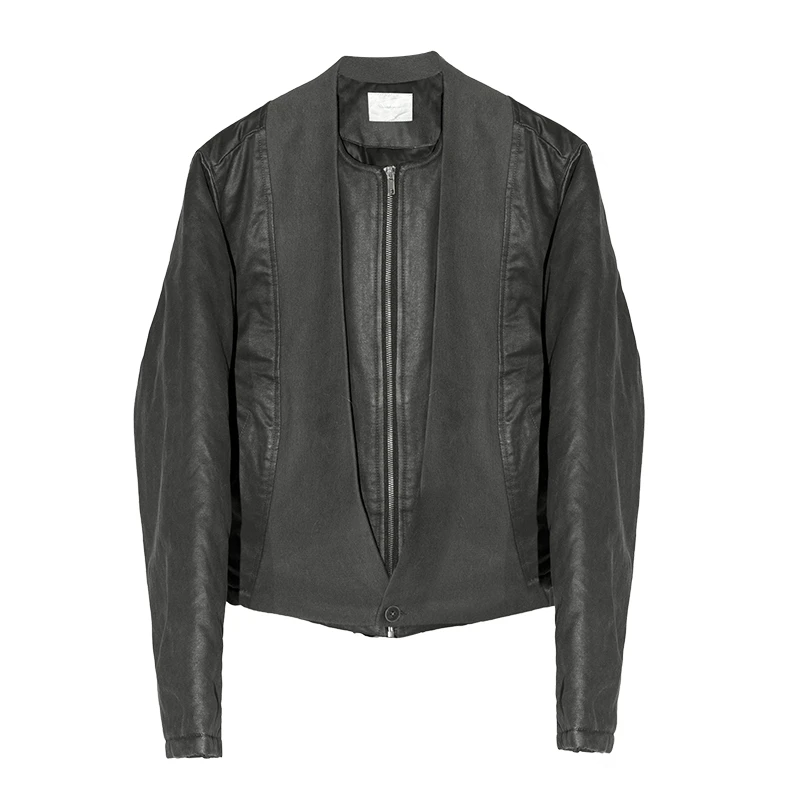 Slight Vogue“墙”交襟水洗磨蜡感工艺bomber棉服短宽棒球外套