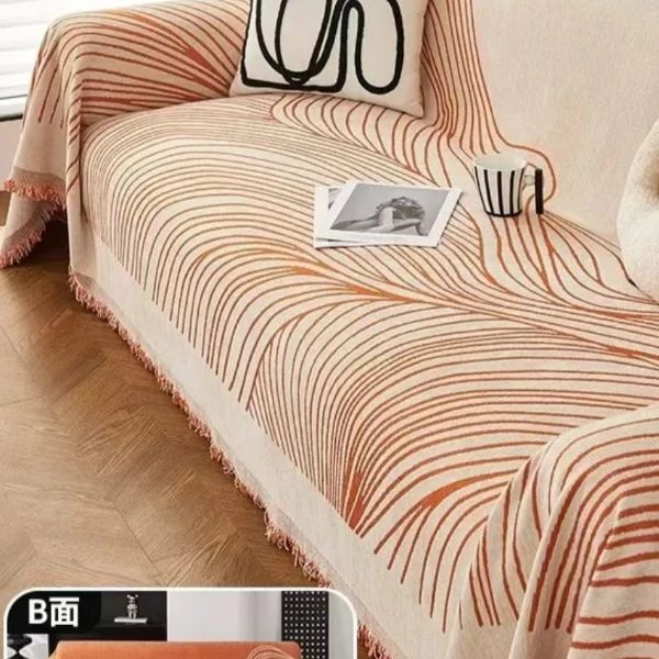 线条防滑防尘现代简约沙发巾全盖沙发垫防猫通用型