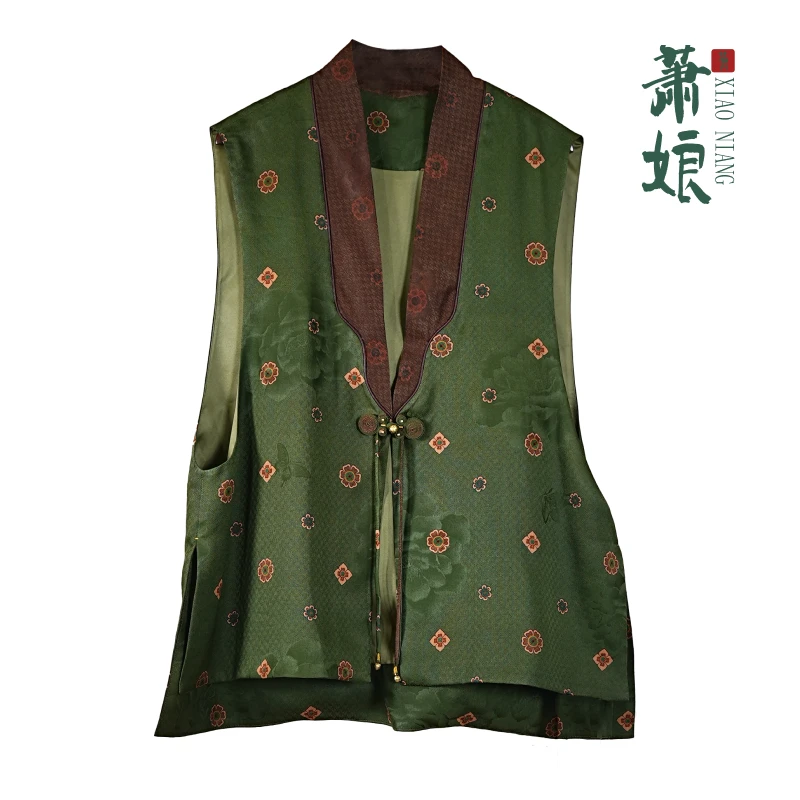 萧娘【‌婉清】红云纱花罗香云纱桑蚕丝马夹新中式国风马甲1625