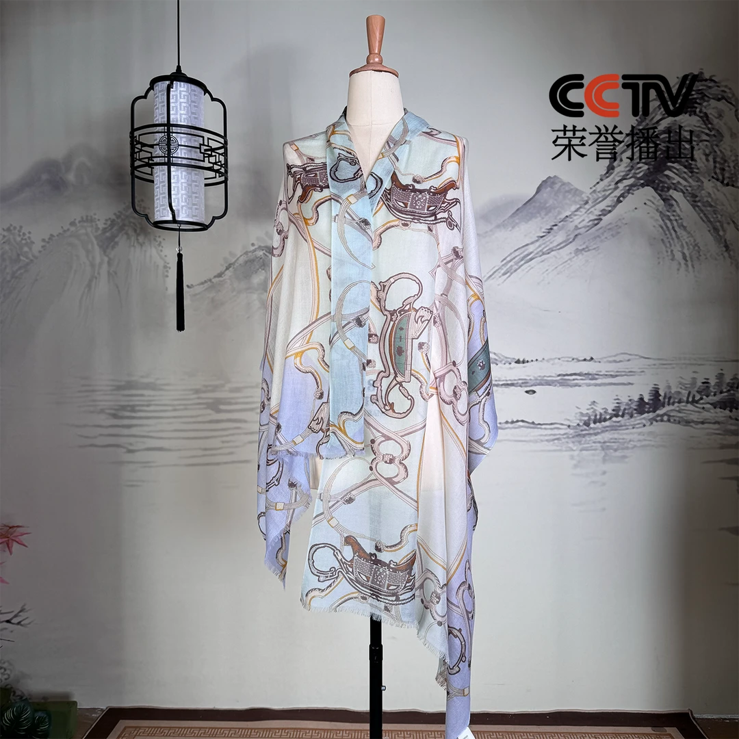 萧娘【围巾】羊绒时尚百搭女士经典中式国风围巾2137