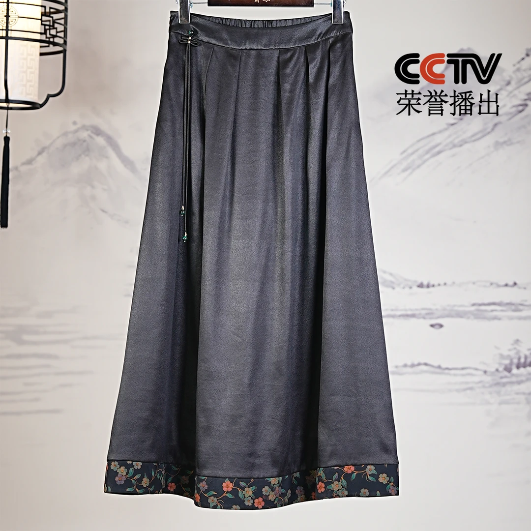 萧娘【嘉茉】弹力缎香云纱工艺女装桑蚕丝半身裙中式国风XN1649