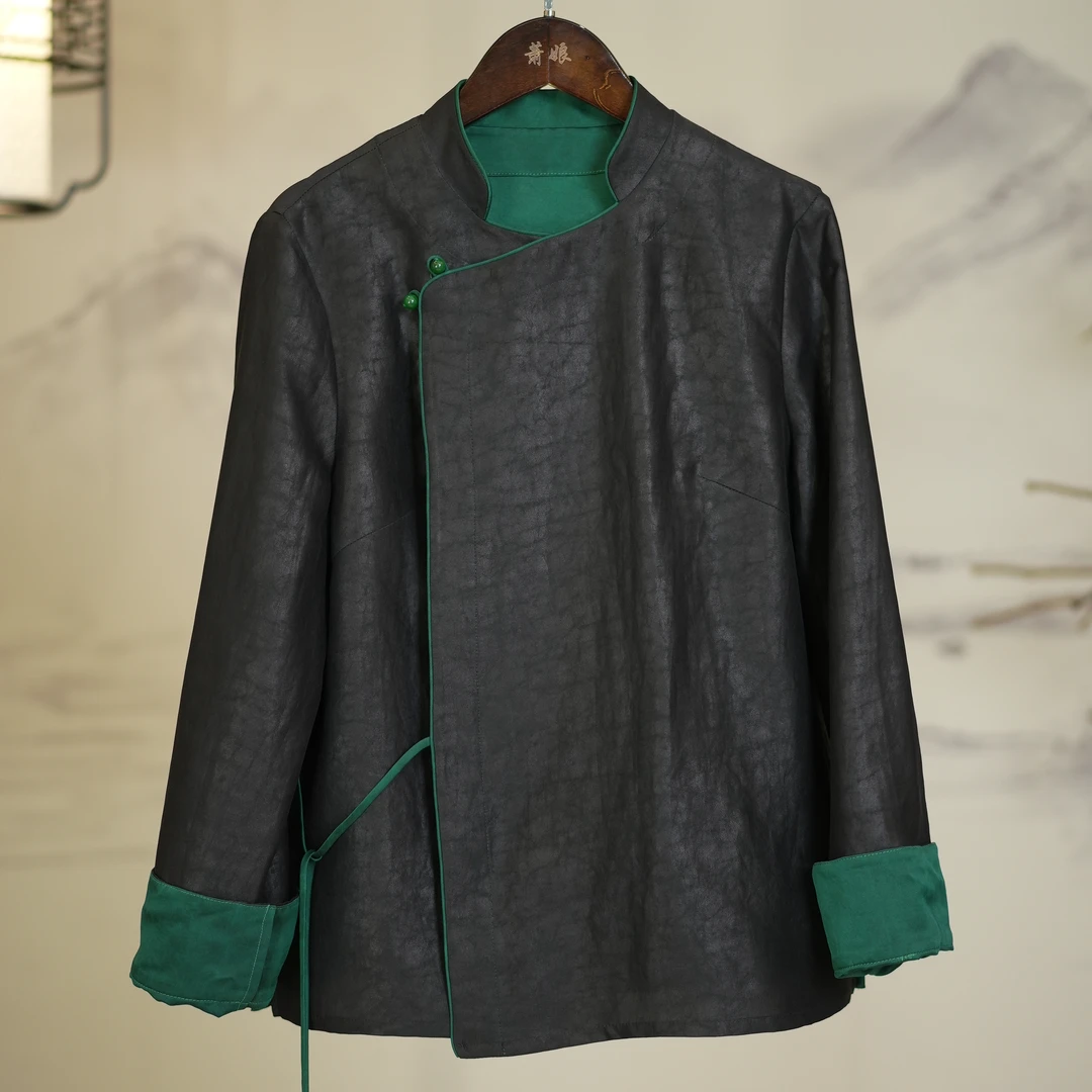 【墨衍】香云纱长袖新中式复古桑蚕丝女士上衣宽松中国风670