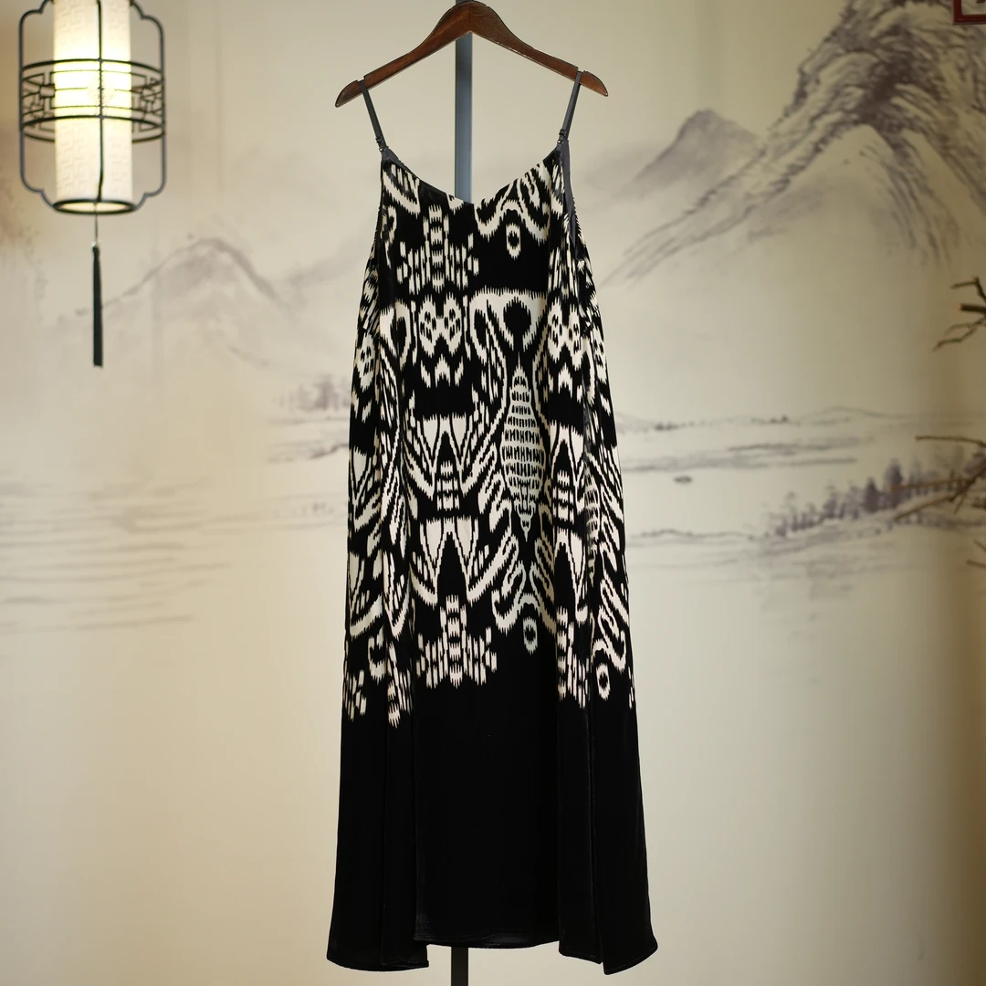 【溪知】桑蚕丝女装连衣裙无袖时尚女士中式复古气质中国风716