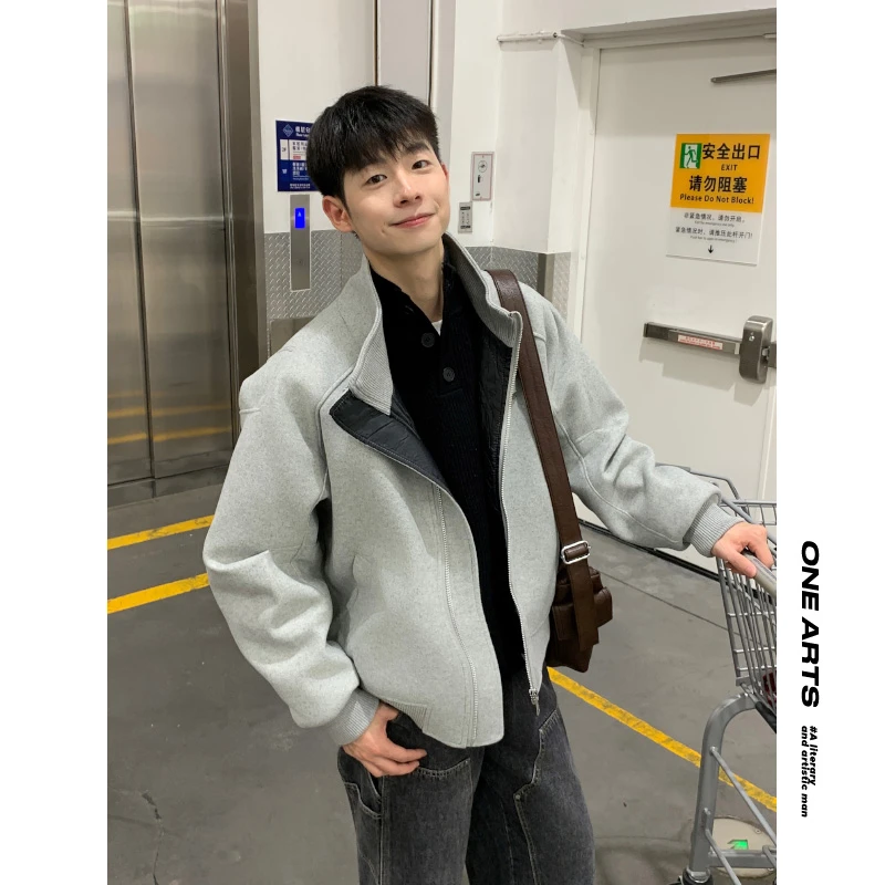 【ONEARTS外套】飞行员夹克 毛呢加厚休闲纯色 男女同款情侣款夹克