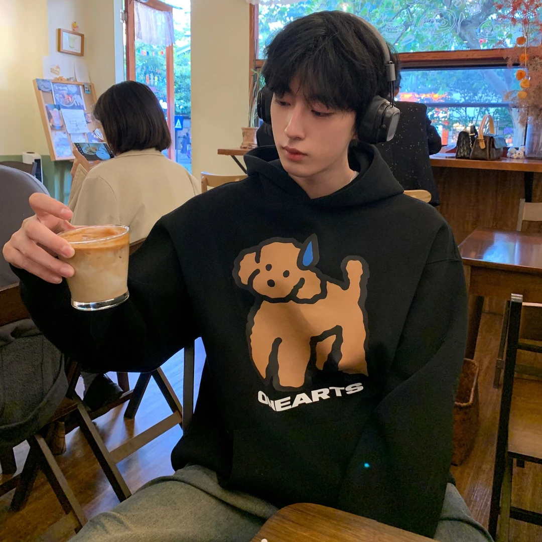 【ONEARTS卫衣】秋冬连帽无语小狗套头卫衣男女同款情侣男休闲外套