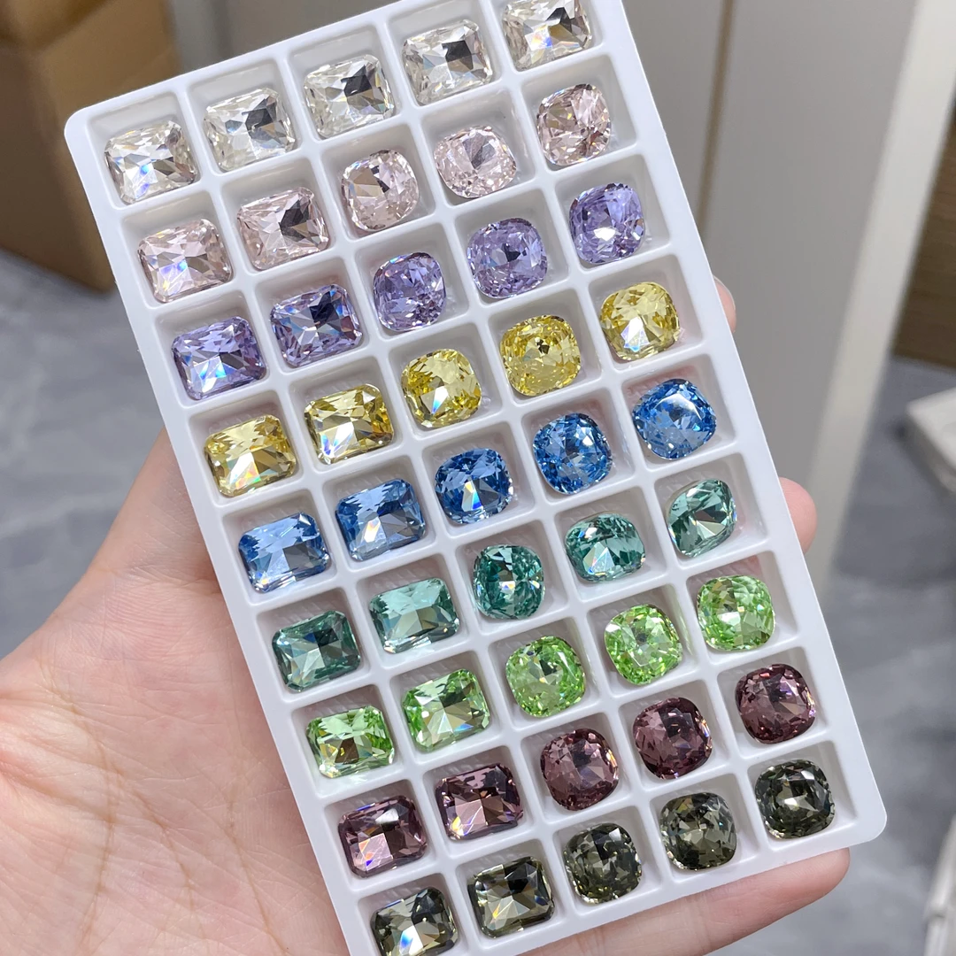 【麋璐饰品】爆闪进口料冰花切9×11长方倒角工艺超闪美甲钻高品质