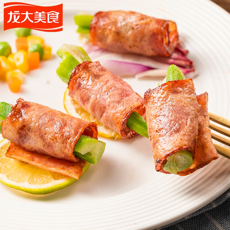 龙大美食西式烟腩片培根火锅食材烧烤肉片220g*8袋VO