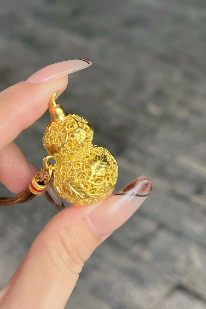 足金999 古法传承百搭时尚精美精致花丝葫芦吊坠