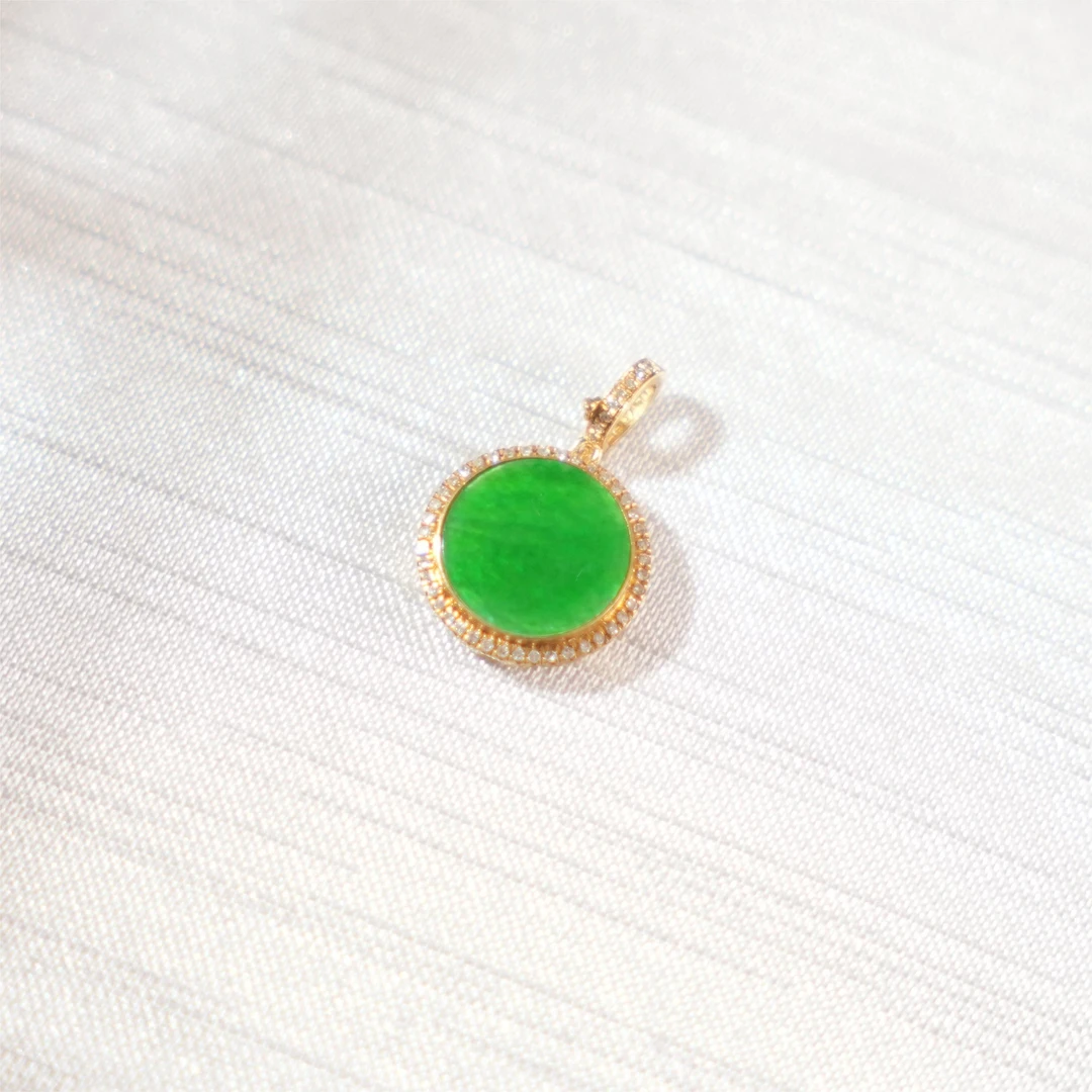 愿初-天然A货翡翠18K金吊坠