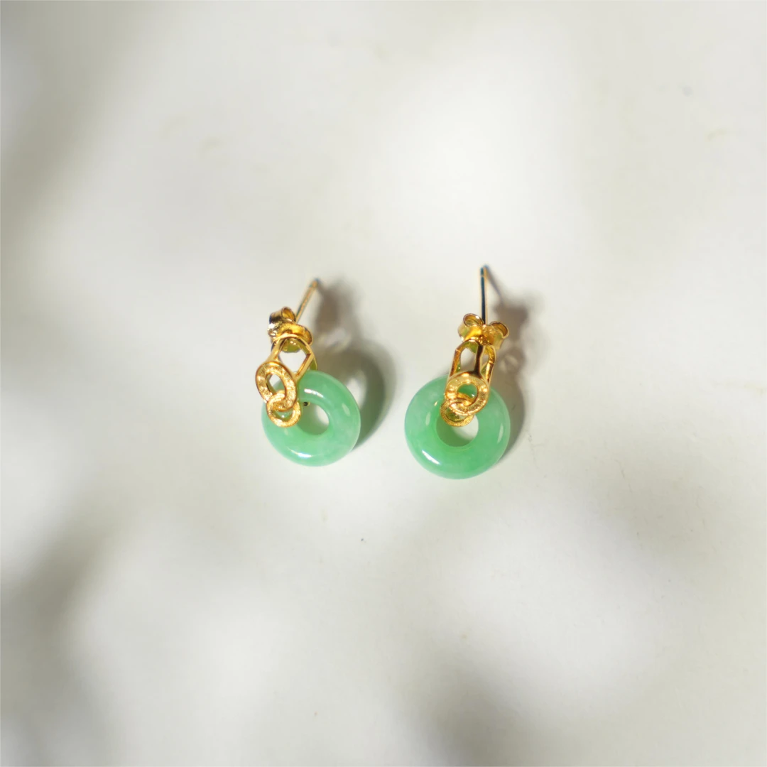 梦归-天然A货翡翠S925银耳钉