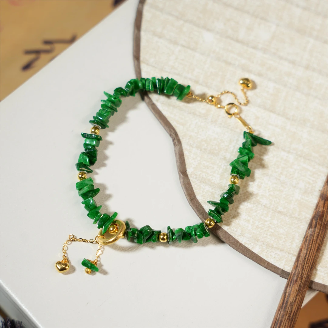 洛谦-天然A货翡翠18K金手串