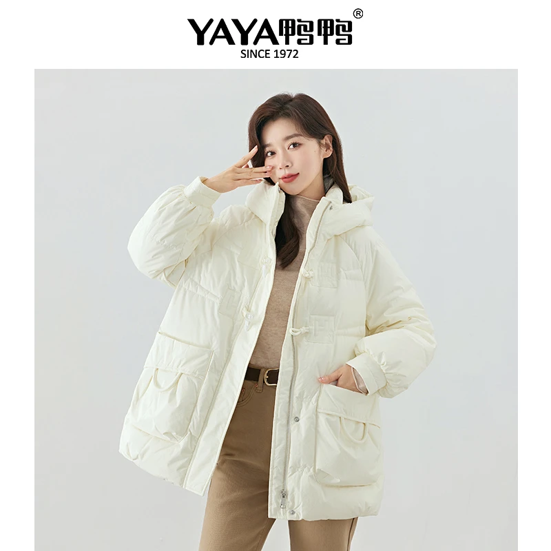 YAYA/鸭鸭2022新款羽绒服女小个子仙女时尚连帽外套YE2B604786A