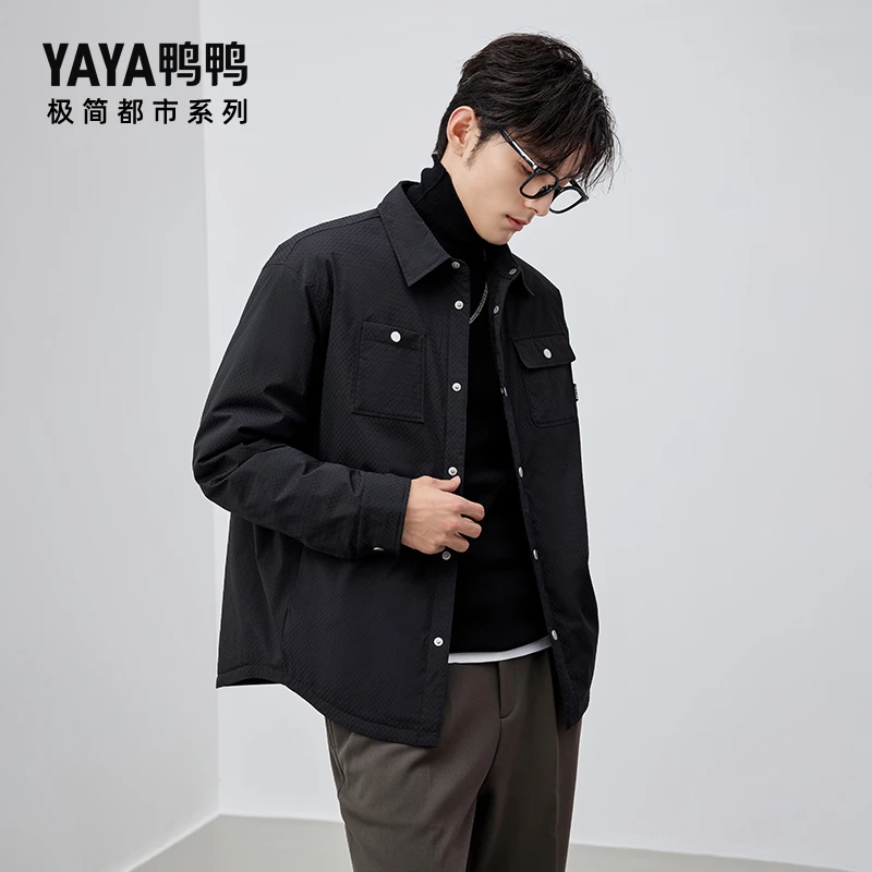 YAYA【极简都市系列】2024新男短款时尚简约长袖秋冬休闲羽绒外套