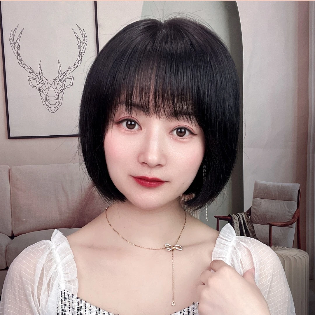 【顶美专属】专柜正品全手织真发波波款假发舒适头型发质自然色镂空