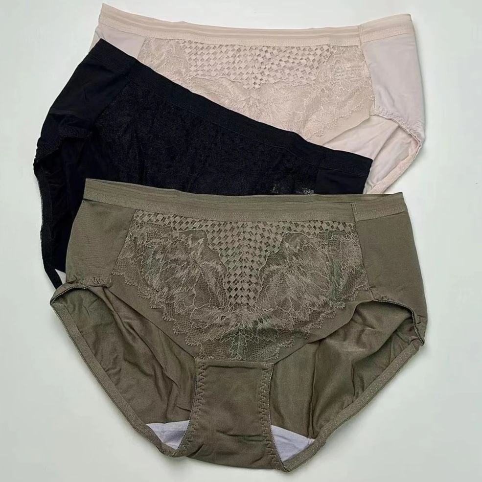 快生活内裤蕾丝内裤女士底裤中腰包臀三角裤系性感薄款透气舒适