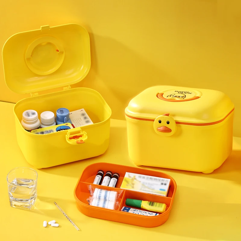 R邦尼鸭家用药箱多层多功能便携手提大容量医疗品宝宝药物收纳盒