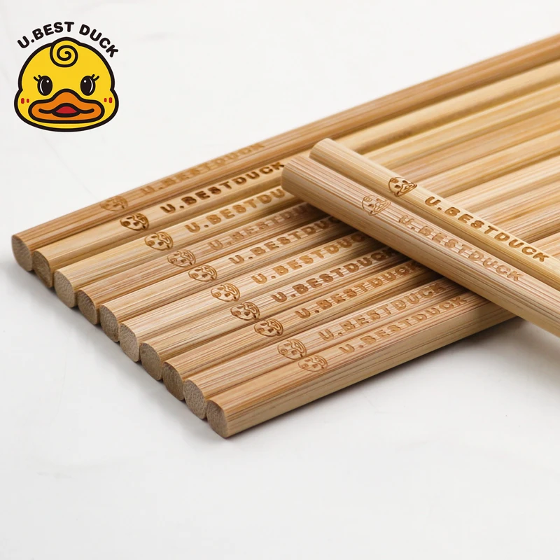 优优鸭楠竹筷子工艺竹筷家用中式防霉无漆无蜡印花