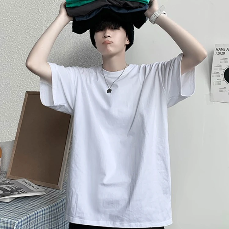 纯色短袖简约上衣ins夏季宽松韩版潮流短袖学生圆领百搭打底时尚