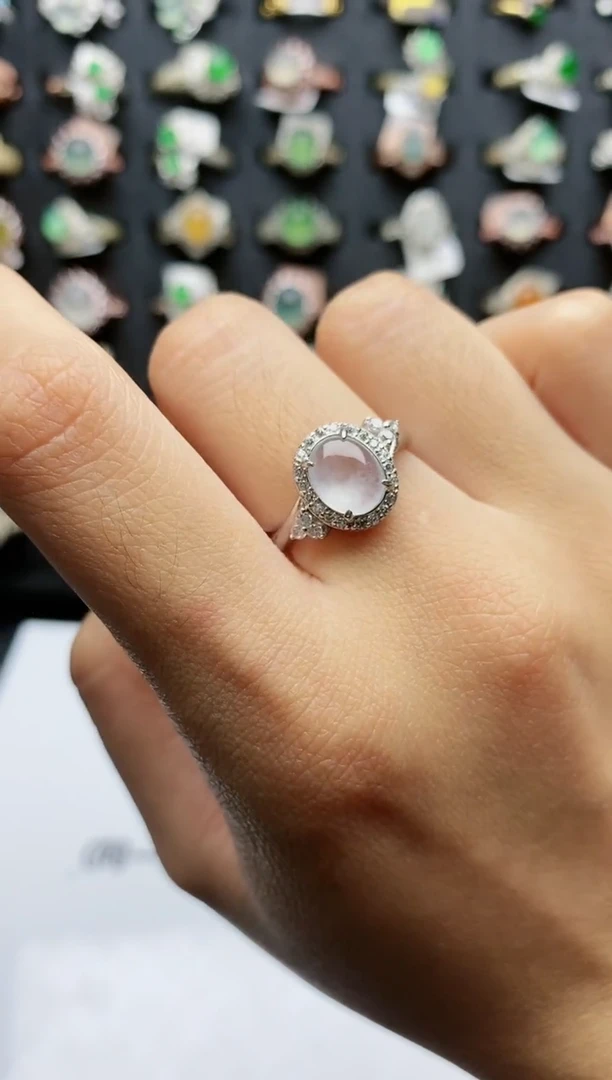 【闪购商品】翡翠戒指银S925镶嵌天然翡翠女戒