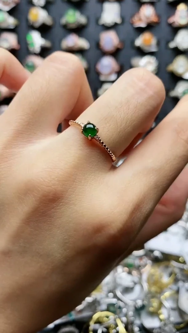 【闪购商品】翡翠戒指银S925镶嵌天然翡翠女戒