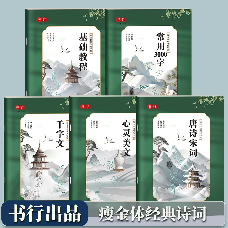 【书行】瘦金体字帖硬笔成人学生基础入门全套初学者全套常用字钢