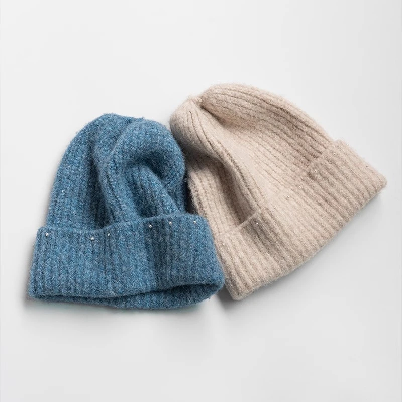 疯帽子 冬针织毛线帽女时尚显脸小堆堆帽冷帽保暖护耳包头帽子