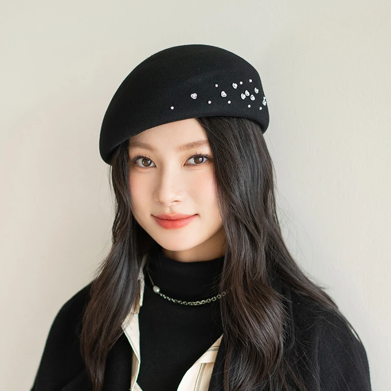 疯帽子 轻奢百搭羊毛呢贝雷帽法式英伦风画家帽定型空姐帽女24新