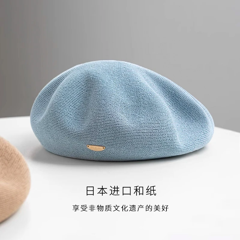 疯帽子 小清新初春进口和纸贝雷帽 可折叠帽子出游逛街画家帽女