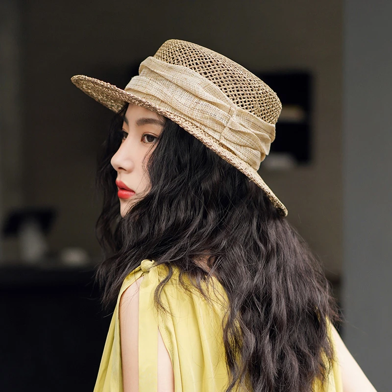疯帽子 小清新天然草礼帽 出游拍照草帽子女手编咸水草帽夏季新款