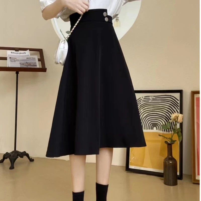 1808(细节以直播间为准)设计感气质高腰a字中长款半身裙女8303