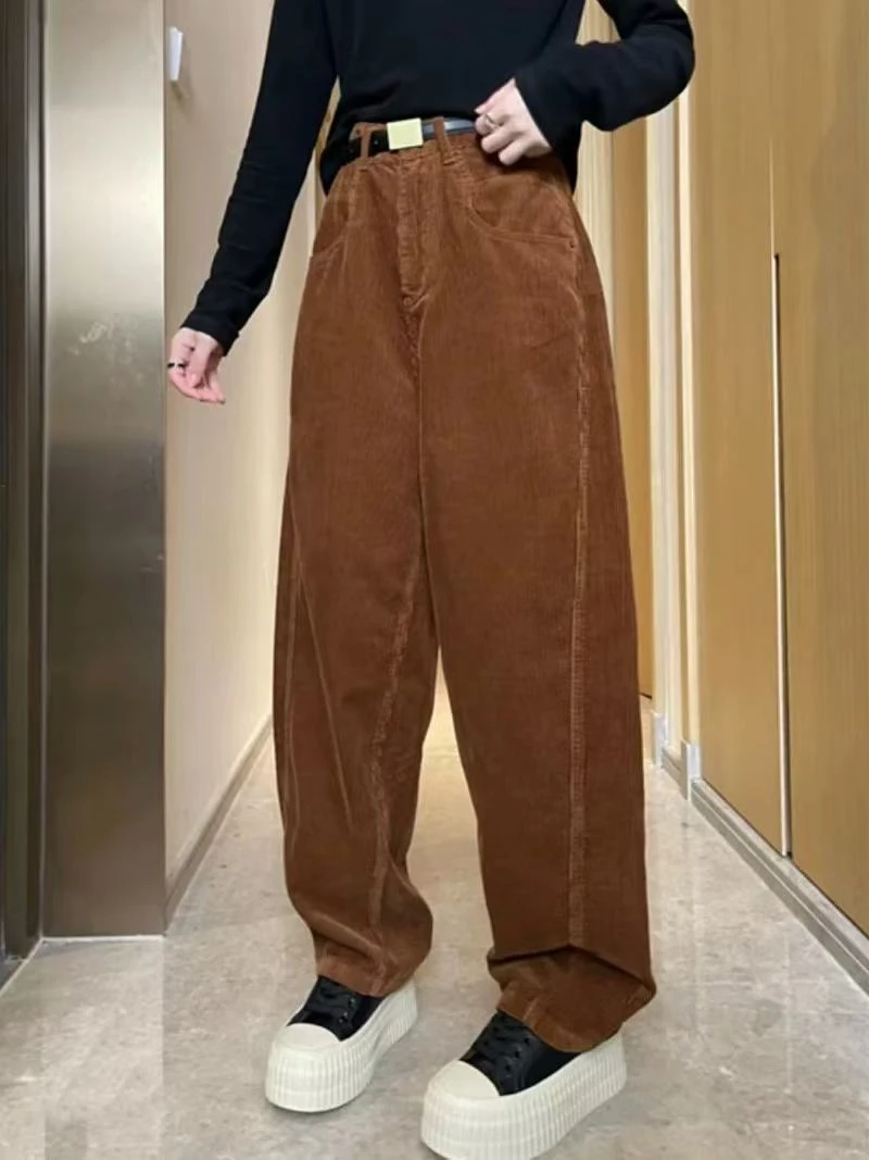 3252（独版）时尚简约百搭复古朋克风格灯芯绒薄款宽松直筒裤619