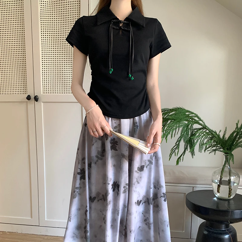 2700（颜色细节以直播间为准）夏季水墨碎花裤裙百搭显瘦半身裙5325