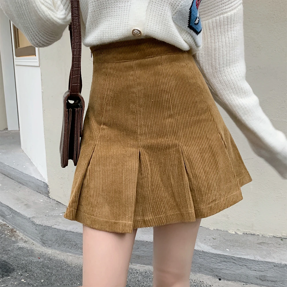 2938春秋百搭复古风百褶防走光设计感A字半身短裙1170