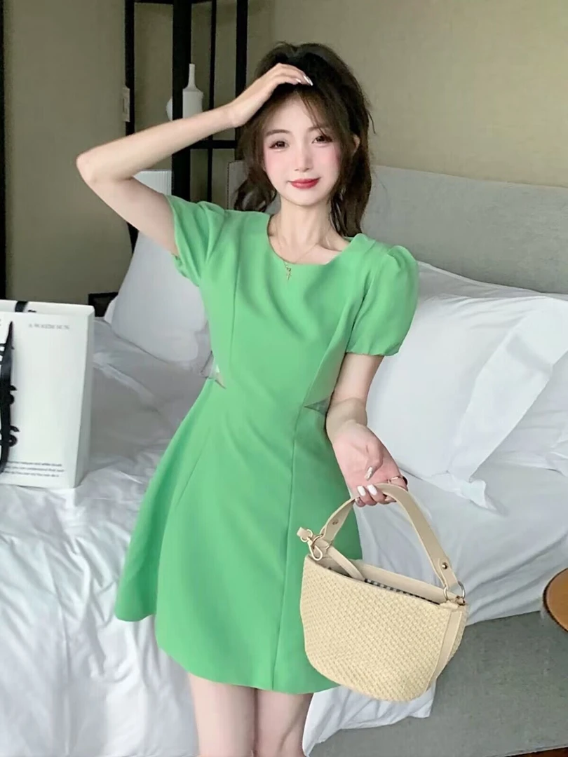 2539（颜色以直播间为准）大码女装胖mm绿色时尚显瘦修身连衣裙2299