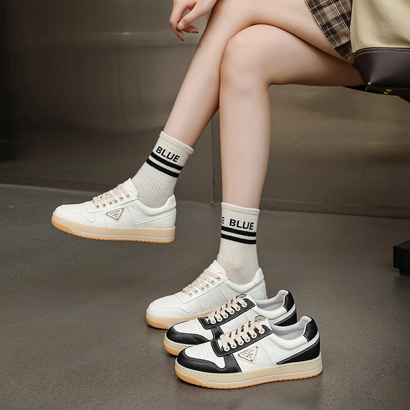 米娅家2025秋季新款休闲鞋阿甘鞋版鞋女真皮6335-1平底休闲板鞋