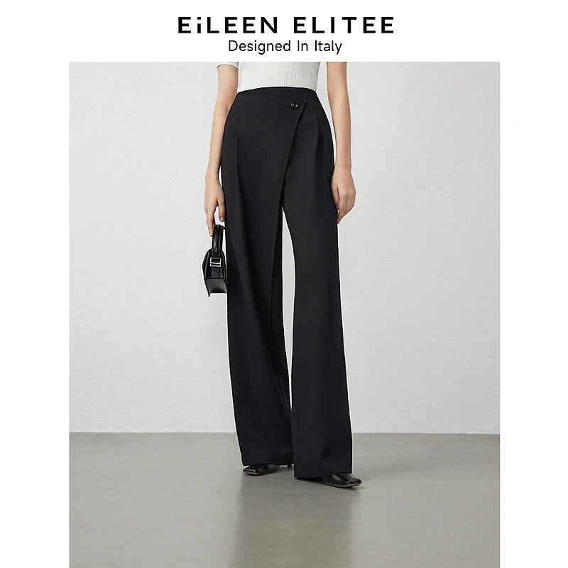 朗姿欧洲EiLEEN ELITEE2024春新款高腰垂感阔腿长裤西装裤休闲裤